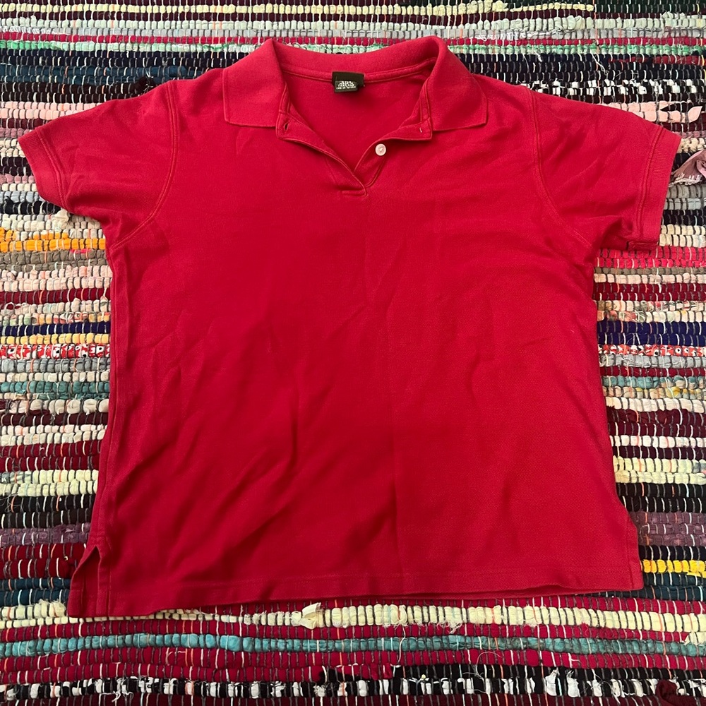 L.L. Bean Red Boxy Polo T-Shirt